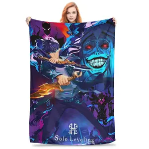 Solo S-ung Jin-woo Leveling Flannel Blanket Super soft flannel blanket, an ideal gift for children Suitable For Use on Sofas, Beds, or For Travel, Gentle on The Skin, an Excellent Gift Multi-Purpose Holiday Blanket
