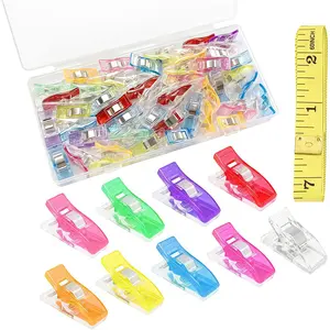 10 sets of multi-color transparent sewing adhesive clips, strong spring loaded non-destructive fabric process quilting tools, portable sewing cloth clips, various colors, durable plastic quilting cloth fixtures