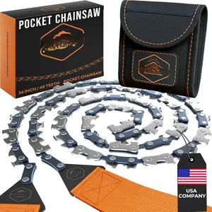 Pocket Chainsaw for Camping - 36 Inch Heavy Duty Steel Hand Chainsaw - 48  Pocket  - 65Mn Hand Chain  with Handles - Handy Camping Gear - Bushcraft  Gear and Supplies