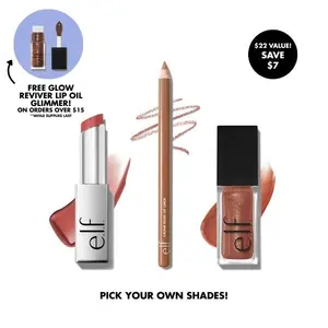 e.l.f. Build Your Glow Up Lip Trio - 3-Piece Set for Day to Night Look - Lip Liner, Lipstick, Lipgloss