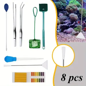An 8-piece Set of Aquarium Animal Feeders and Fish Tank Cleaning Tools,As Well As A Water Tank Cleaning Kit,Can Keep Aquatic Animals Fed While Also Keeping Their Living Conditions Clean