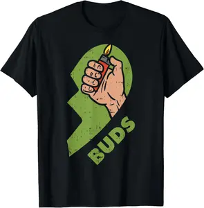 Best Buds Weed Matching Couple Shirt Lighter Stoner Friends T-Shirt Pure Cotton Graphic Tees Menswear Top: Gifts for Men & Women