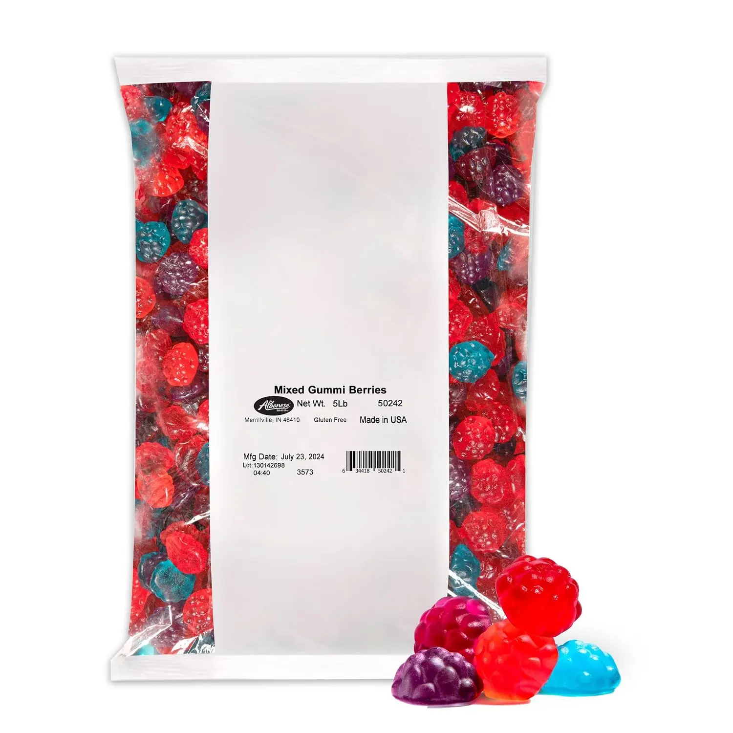 Albanese World's Best Mixed Gummi Berries | 5lbs of Fruit Bulk Candy | Soft and Chewy Gummies, Gluten Free, Fat Free | Natural Flavors & Colors | Perfect for Birthday Parties and the Classroom