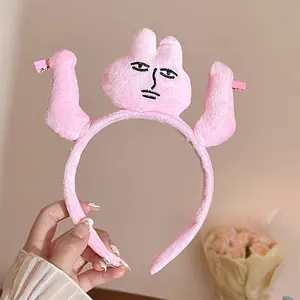 Cute Bunny Ear Headband with Large Eyes, Soft Rabbit Hair Band for Women and Teens, Comfortable Party Accessory