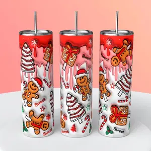 Gingerbread man 3D design 20 oz tumbler Bottle Drink Drinkware Water Bottles Reusable Portable Washable Cup