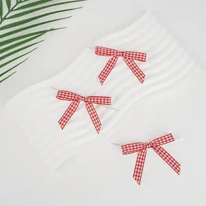 12 Piece Mini Plaid Ribbon Bow Appliques, DIY Craft Sewing Scrapbook, Wedding and Gift Decorations, Perfect for Crafting Projects