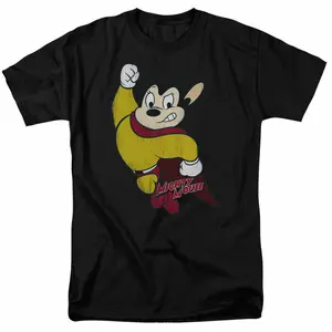 Mighty Mouse Classic Hero T Shirt Mens Licensed Cartoon Merchandise Black