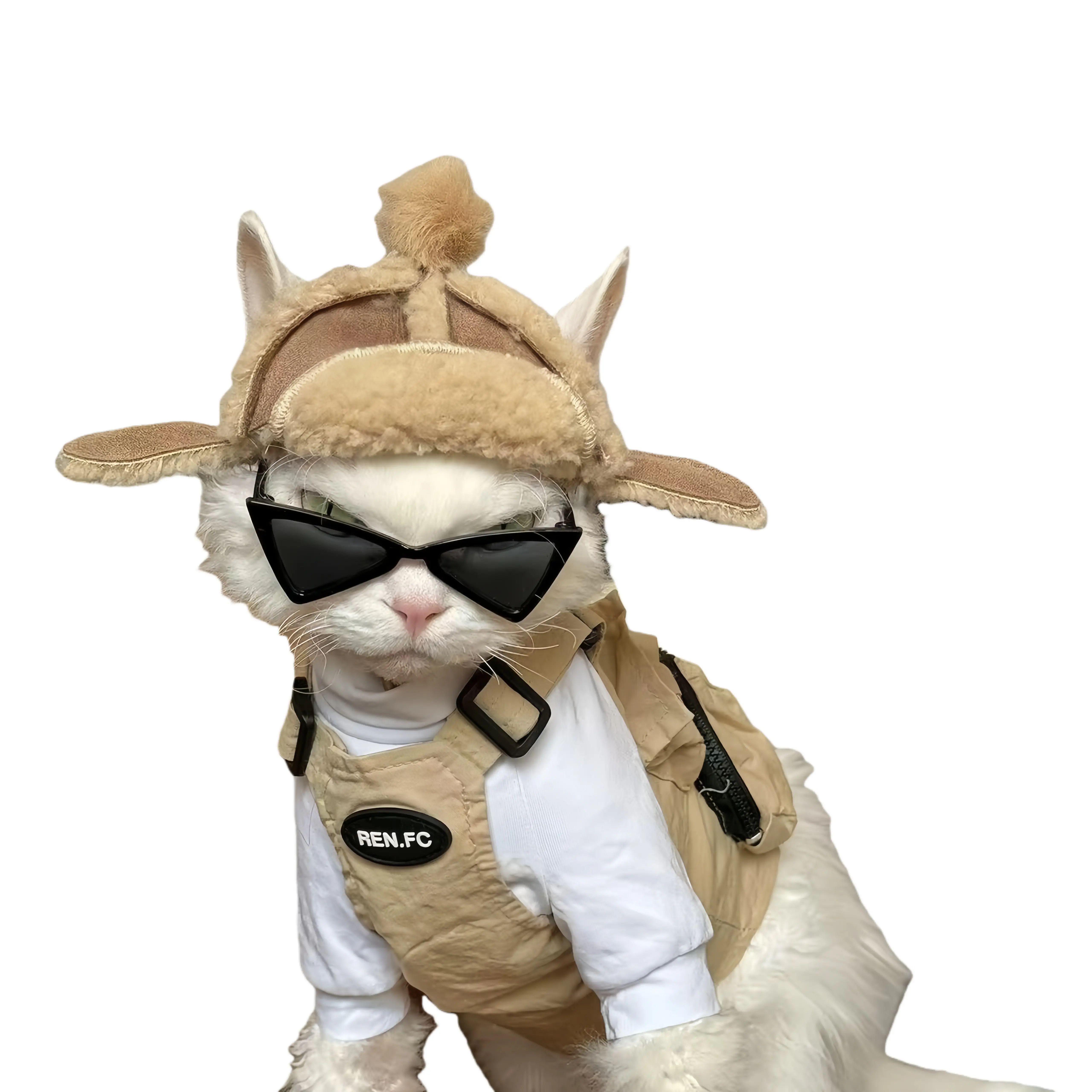 Pet Cat & Small Dog Ear Hat with Scarf, Winter Cozy Fleece-Lined Snood with Coverage, Ear Hat Design, Scarf Included, Style Option, Keeps Warm for Yorkie, Bichon, Poodle Pet Clothing