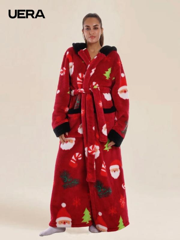 Skull Christmas Series Hooded Bathrobe, Elegant Casual Home Sleepwear, with Pockets, Long Sleeve, Fall & Winter Gift Skull Christmas Series Hooded Bathrobe, Elegant Casual Home Sleepwear, with Pockets, Long Sleeve, Fall & Winter Gift