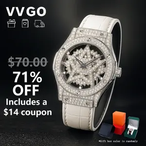 VVGO Elegant Women's Quartz Watch with Rhinestone Decor – Fashion Round Dial, Trendy All-Match Design, Ideal Birthday Gift for Girls & Ladies with Gift Box (Random Color) Fashionable Wristwatch watches women