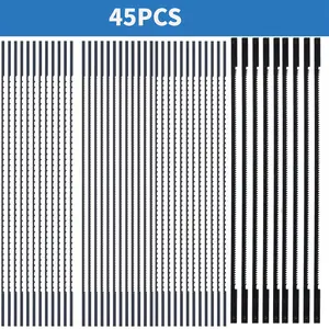 45Pcs Scroll Saw Blades，24T with Pin, 10TPI/12TPI/28TPI  without Pin Options, 5inch Plain End Scroll Saw Blade Set, High Carbon Steel Scroll Saw Blades Assortment Durable Wood Cutting Scroll Saw Blade Replacement