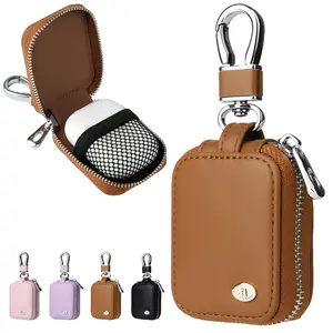 JUSIEX Universal Leather Earbud Case for AirPods Pro 4/3/2/1, Dustproof & Anti-scratch Travel Wireless Earbuds Bag, PU Leather Portable Earphone Case Holder, Zipper Storage Pouch with Metal Carabiner, Audio & Video Accessories