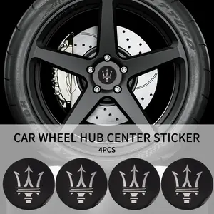 4pcs 56mm Car Wheel Center HUB Cap Emblem Stickers, Decorative Decals for Maserati Models, Enhance Your Ride Style