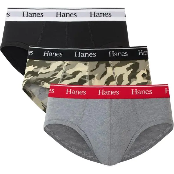 Hanes Men's Originals Stretch Cotton Briefs Pack, Moisture-wicking Underwear for Men, 3-pack