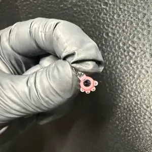 Handmade Pink Paw Print Charm, Borosilicate Glass Jewelry