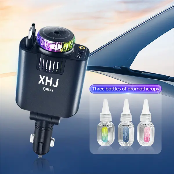 5-in-1 Aromatherapy Starlight Car Charger, Dual USB Fast Charging, Retractable Car Charger with Starry Sky Ceiling Light, Easy to Use, Freshen the Air and Enhance the Driving Experience