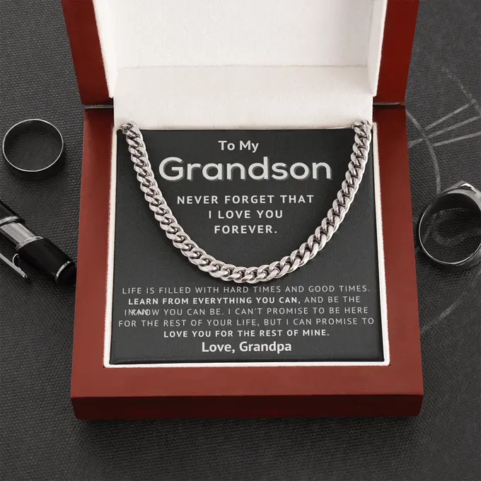 Happy Graduation Masters Degree Graduation Cuban Chain Necklace, Graduation Gift for Grandson, Congratulation Graduation Masters Present fromGrandoa, Master Student Gift Grandson