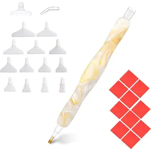 Painting Tool Kit - Drill Pen, Stylus,  Rhinestone Picker, 5D Art Placers Tips, 10 Wax,  Embroidery Decoration - WhiteGold