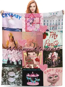 Melanie Martinez Blanket The Trilogy Tour Flannel Blanket Lightweight Cozy Plush Throw Blanket for Bedroom Living Rooms Singer Fans Lover