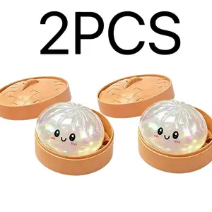 2PCS 2026 New Flashing Color Stripe Dumpling Toy, with Packaging Box, Stress-Relief Tactile Toy, Mysterious Flashing Dumpling Soft Rice Toy, Squeeze Clay Ball, Mother's Day and Father's Day Gift
