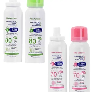 2PC-Ultra Light weight-Creamy Matte Satin White Base -Continuous Spray-Water Resistant Sunscreen-SPF 70+-Hypoallergenic-Non Greasy-Make up Primer-Miss Vanessa