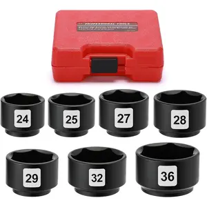 7 count 3/8" Drive Low Profile Oil Filter Wrench Socket Set, Oil Filter Cap Remove and Install Tool Kit, 24mm, 25mm, 27mm, 28mm, 29mm, 32mm, 36mm, CR-V