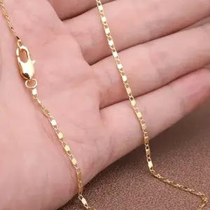 2MM Gold Plated Flat Chain Necklace – Italian Punk Style, Unisex 16"-30"
