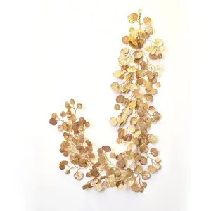 Bronze Gold Brushed Round Eucalyptus Mantle Garland Table Runner - 5 Foot