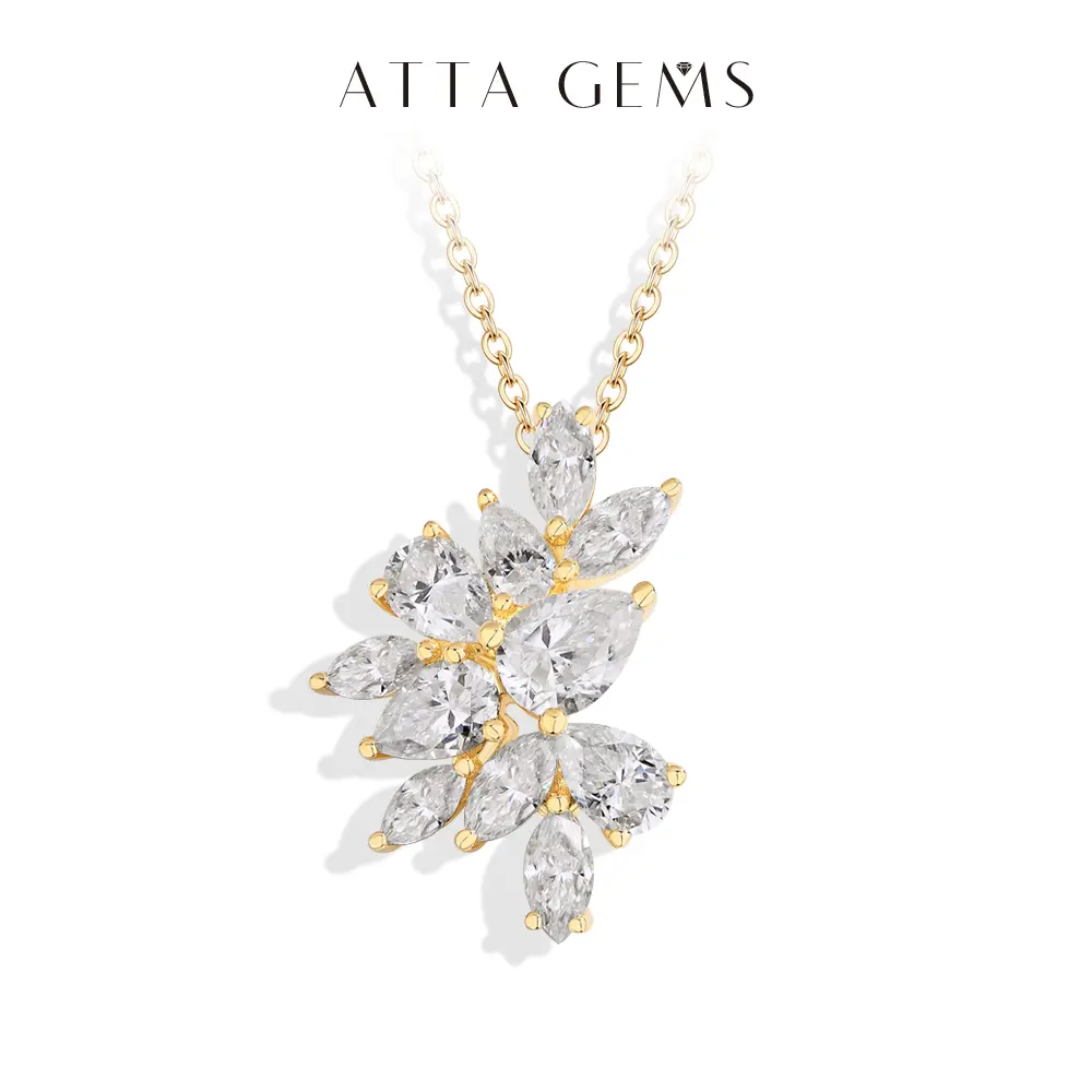 ATTAGEM D VVS1 Lab-Created Moissanite Pendant Necklace, Pear-Marquise Shape, Women's Fine Jewelry for Wedding, Anniversary Fashion Accessory N041 summerwins, Engagement, Female, N041 Model, Lab Gem, Pear Shape, Adults, Yes