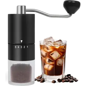 Manual Hand Coffee Grinder With Ceramic Burr 5 Adjustable Settings, For Espresso French Press, Ideal for Home Camping Travel, Hand Crank Coffee Bean Grinder (Black)