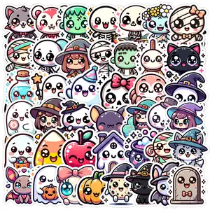 50pcs Cute Halloween Stickers for Scrapbooking Journals Laptops Water Bottles Cars Positive Message Gift for Kids Adults