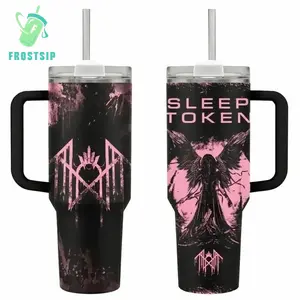 Frostsip Sleep Token Band 40oz Insulated Tumbler With Handle, Alternative Metal Music Inspired Stainless Steel Travel Mug With Straw, Leakproof Cup Holder Friendly Drinkware, Hot Cold Tumbler Gift for Sleep Token Fans, Music Lovers, Collectors, Daily Use