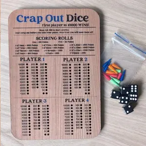 Crap Out Dice Score Board, Wooden Dice Game Fun Scoreboard(10 Inches) For Classroom Decoration