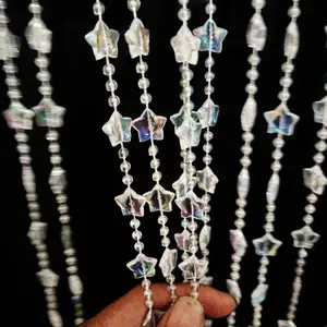 Star Beaded Curtain for Doorways, Shiny Transparent Acrylic Hanging String Door Beads Curtain Room Divider for Window, Bedroom, Living Room & Wedding Decor