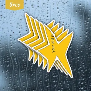 5Pcs "You Did It" Gold Star Motivational Waterproof Vinyl Sticker, Self-Adhesive Decal, Suitable For Water Bottles, Laptops, Cars, Tablets, Ideal For Achievers And Positive Reinforcement Fans, Bumper Sticker