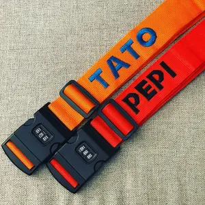 LUGGAGE STRAP with COMBINATION | Custom luggage belt | Embroidered Strap | Luggage Identifier