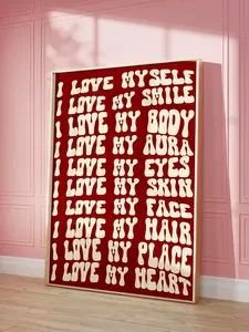 Red Positive Quote Print – Preppy Newspaper Wall Art for Dorm, Bathroom or Apartment Motivation Decor