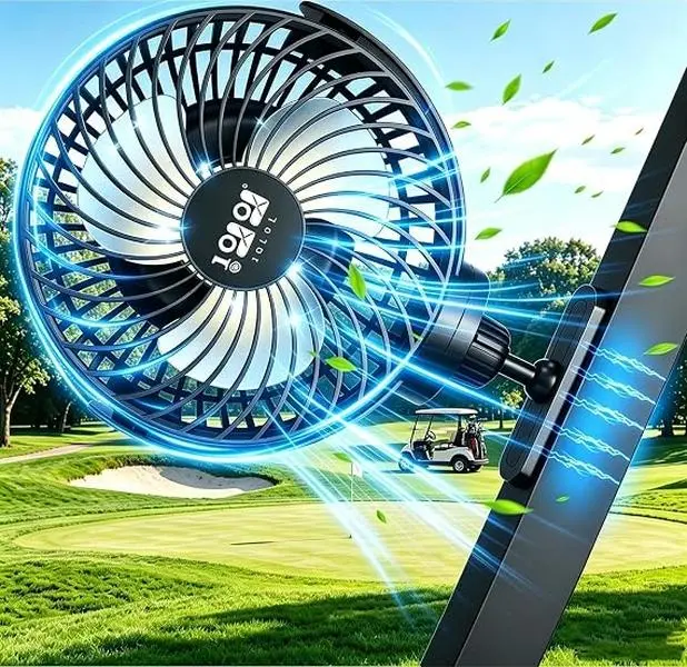 10L0L Magnetic Golf Cart Fan Rechargeable,10000mAh N54 Strong Magnet Portable Cooling Fan with 3 Speed,360 Rotatable Head, 2 Level LED Light for EZGO Club Car Yamaha,Gifts for Golfer Dad