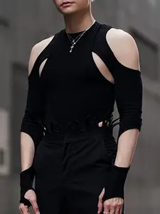 INCERUN Men's Fashion Hollow Out Fingerless One-Piece Dress, Sexy Nightclub Party Wear, Stylish and Unique Design, Perfect for Evening Events