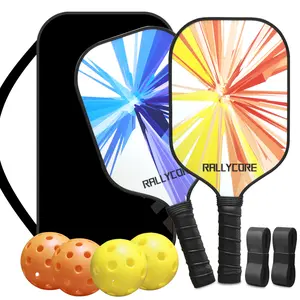 Fiberglass Pickleball Paddles Set, 2 Rackets, Poly Honeycomb Core, Carry Bag, Extra Grip Tapes