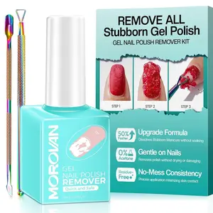 Gel Nail Polish Remover: Easy Remove Gel Polish Natural Formula Portable Kit with Cuticle Pusher & Scraper No Soaking or Wrapping