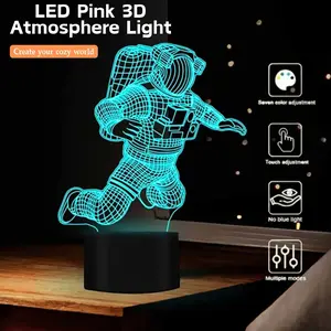 Mysterious 3D Astronaut Night Light, USB Touch Control, 7-Color Gradient, Creative Table Lamp, Party Atmosphere, Bedroom Decor, Christmas Gift