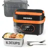 INKBIRD Self-Heating Bento Box - 1.5L Large-Capacity Stainless Steel Containers, 16000mAh Portable Charger Battery, 360° Heating for Even Warmth, Timer & Temp Settings, Wireless Leakproof Lunch Box, Included Fork for Fitness Use