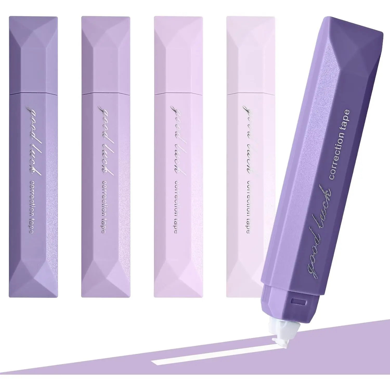 5-Count Purple Correction Mistake Fixer, Aesthetic 236 In Film-Based Tape with Smooth Pull-Out, Comfortable Grip & Easy-to-Store Pen-Shaped Applicator for Students/Office (Pens & Markers, Office Stationery)