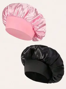 1/2 pieces Sleeping Silk Nightcap, Satin Hair Cap, Soft Elastic Silk Nightcap, Curly Hair Silk Scarf, Women's Sleeping Cap, Silk Hair Band, Elastic Wide-band Silk Nightcap, Soft and Breathable, Suitable for Nighttime Curly Hair Protection, Four-season Sho