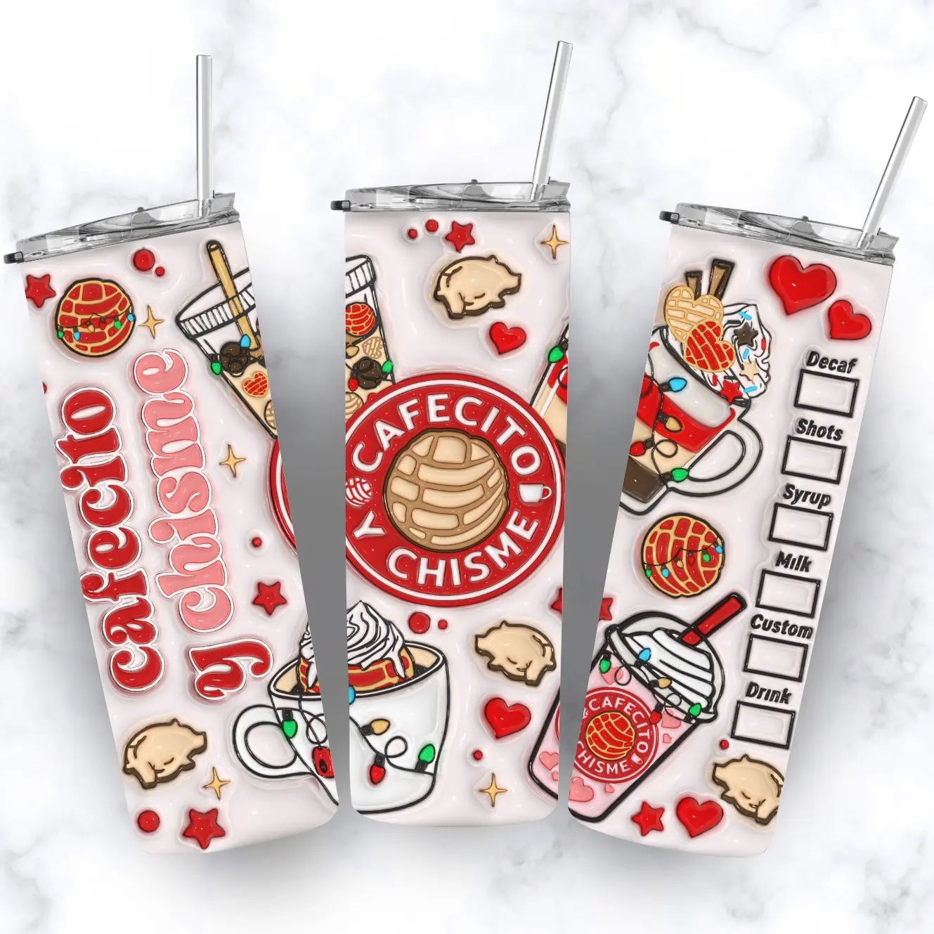 Christmas Cafecito y Chisme Tumbler