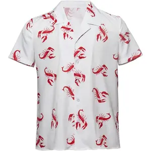 Men's Kramer Lobster Shirt Button-Up White Shirt Short Sleeve Hawaiian Shirts