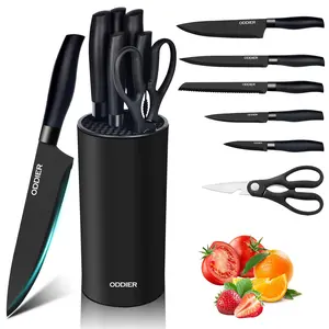 7-Piece Knife Set | Premium Stainless Steel KitchenKnives with Block| Sharp & Rust-Resistant Chef Knife Setfor Cooking, Home & Apartment Essentials
