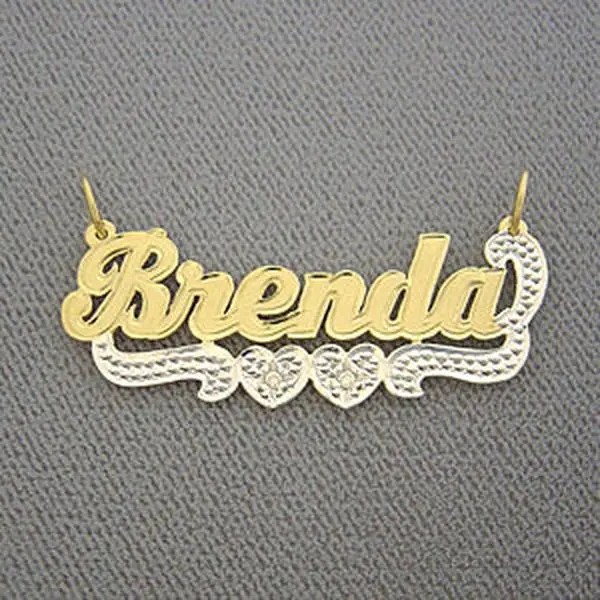 Personalized Gold Name Pendant Two Tone Charm NT19