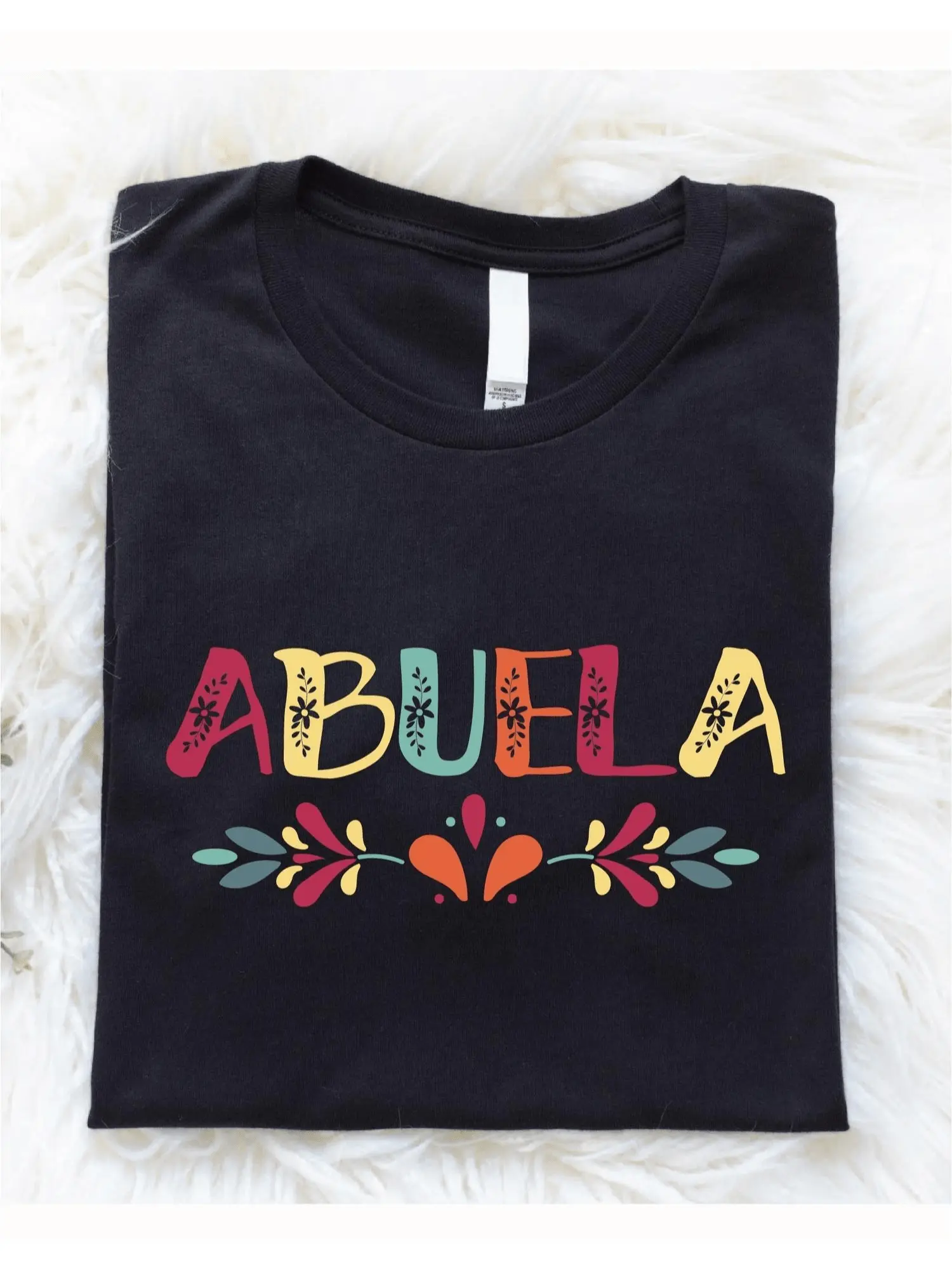 Grandma T-Shirt Featuring Abuela in Spanish - A Fl unisex soft cotton short sleeve t shirt, vintage graphic casual tee for men women teens, perfect birthday holiday gift for camping travel gym daily street  wear